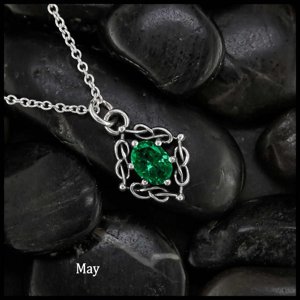 Weaving Celtic Birthstone Pendant in Sterling Silver- May
