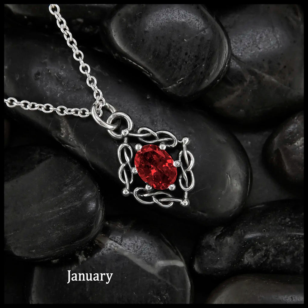 Weaving Celtic Birthstone Pendant in Sterling Silver- January