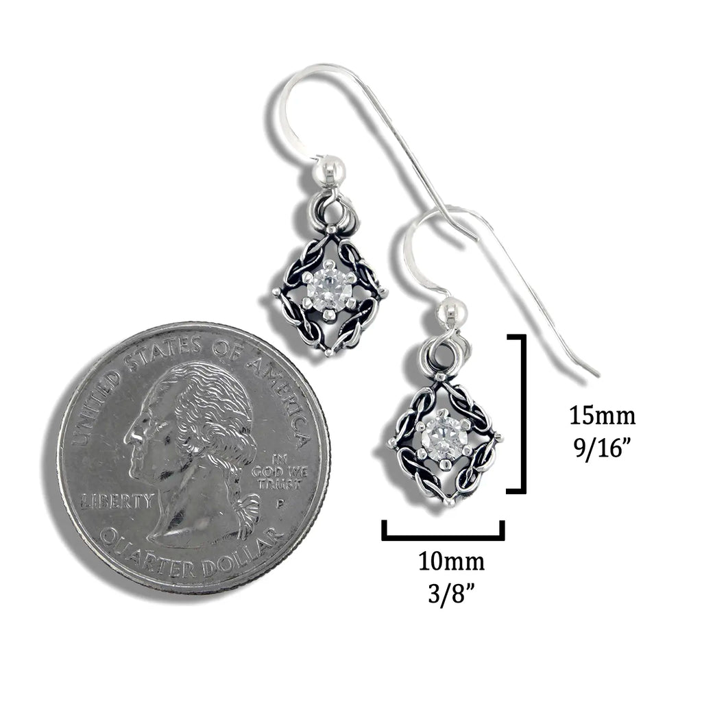 Woven Celtic Birthstone Drop Earrings in Sterling Silver