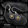 Woven Celtic Birthstone Drop Earrings in Sterling Silver