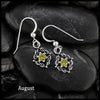Woven Celtic Birthstone Drop Earrings in Sterling Silver