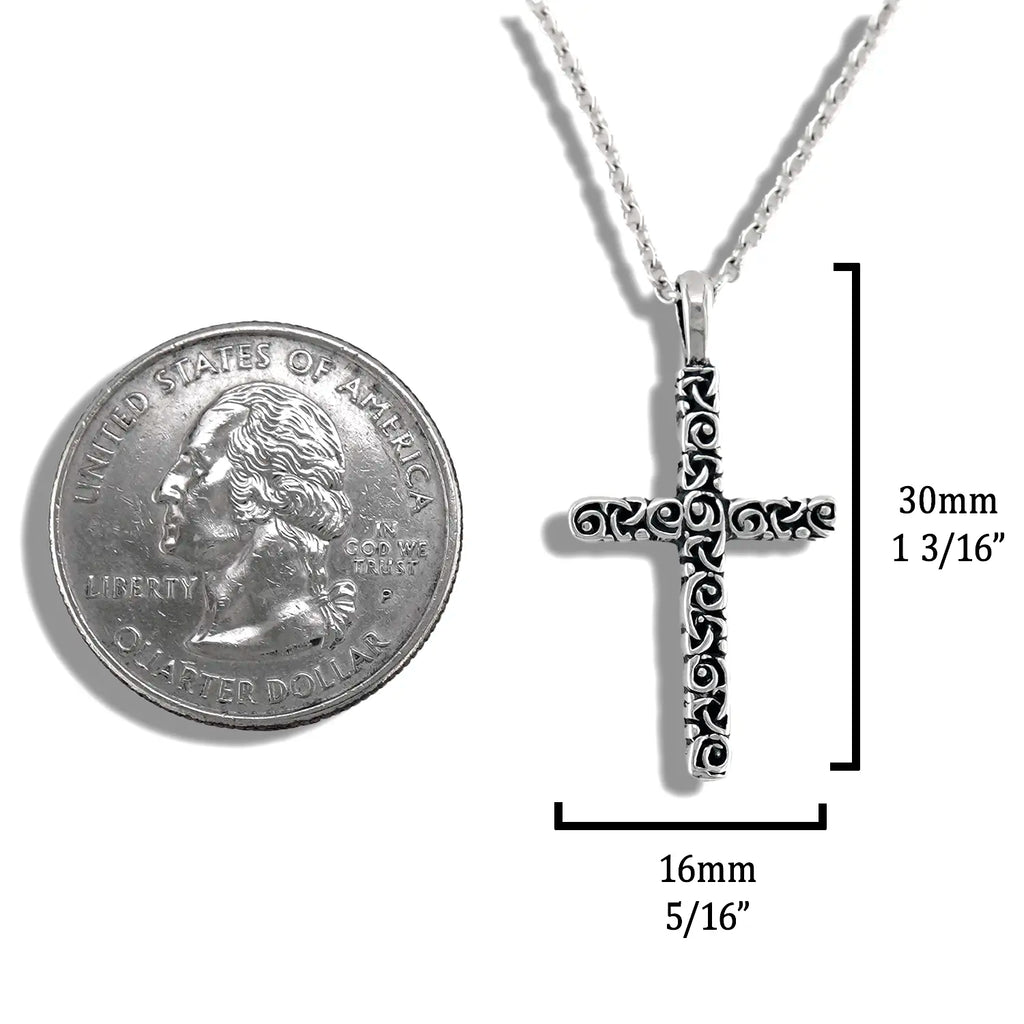 Trinity Scroll Cross Pendant in Sterling Silver