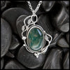 Moss Agate Garden Snail Pendant in Sterling Silver