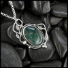 Moss Agate Garden Snail Pendant in Sterling Silver