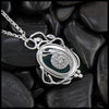 Moss Agate Garden Snail Pendant in Sterling Silver