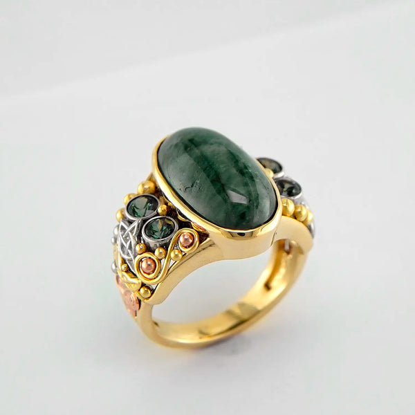 Mossy Green Sapphire Custom Frame Ring