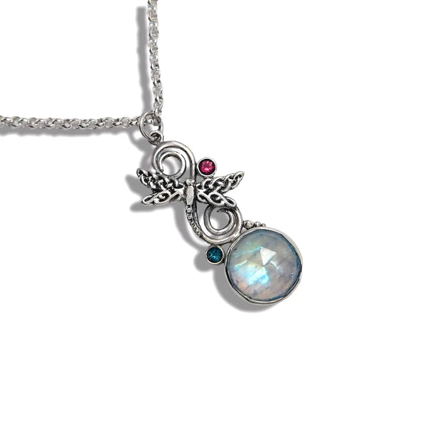 Custom Dancing Dragonfly Moonstone Pendants