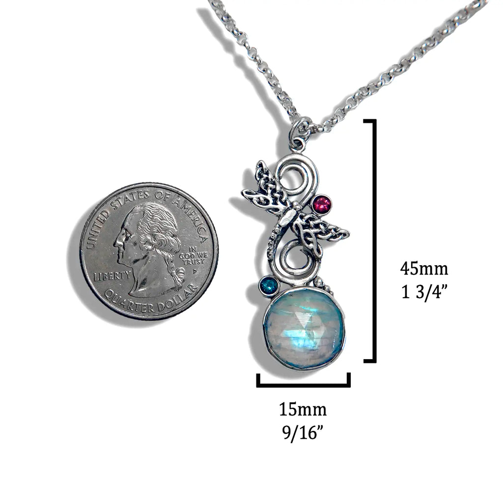 Custom Dancing Dragonfly Moonstone Pendants