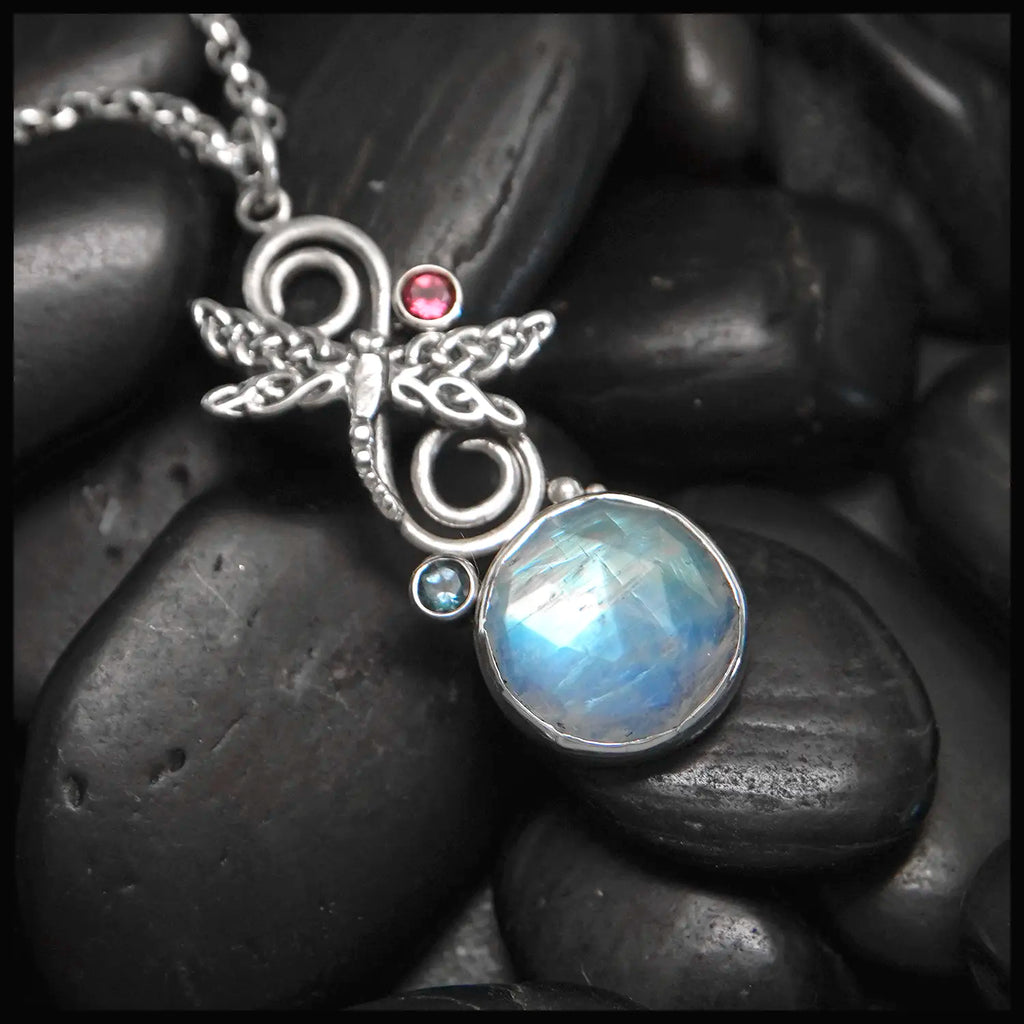 Custom Dancing Dragonfly Moonstone Pendants