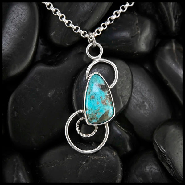 Oblique Turquoise Custom Pendant in Sterling Silver