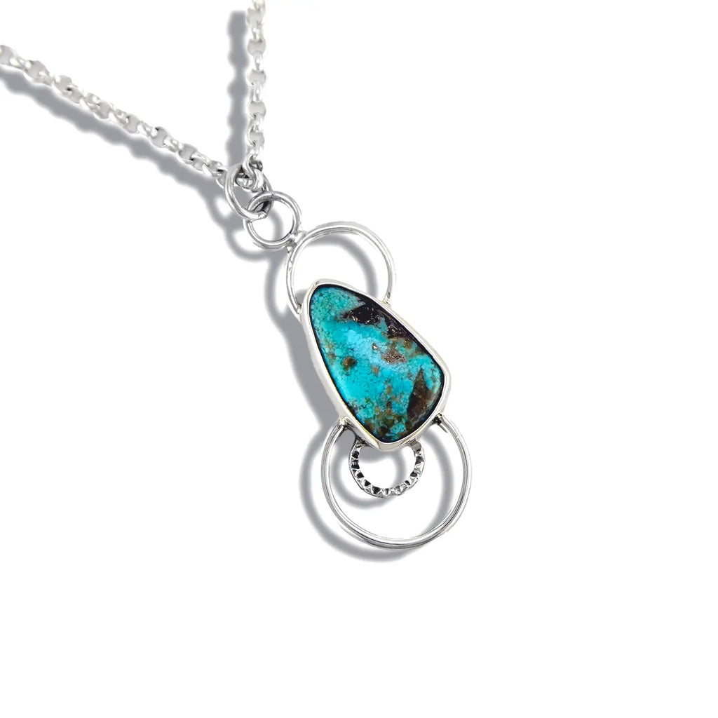 Oblique Turquoise Custom Pendant in Sterling Silver