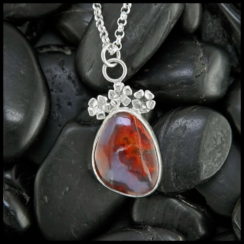 Blooming Plume Agate Pendant