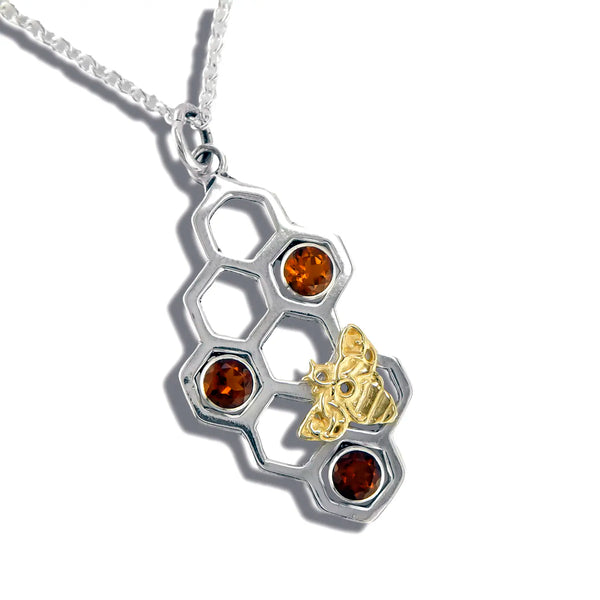 Citrine Honeycomb Pendant