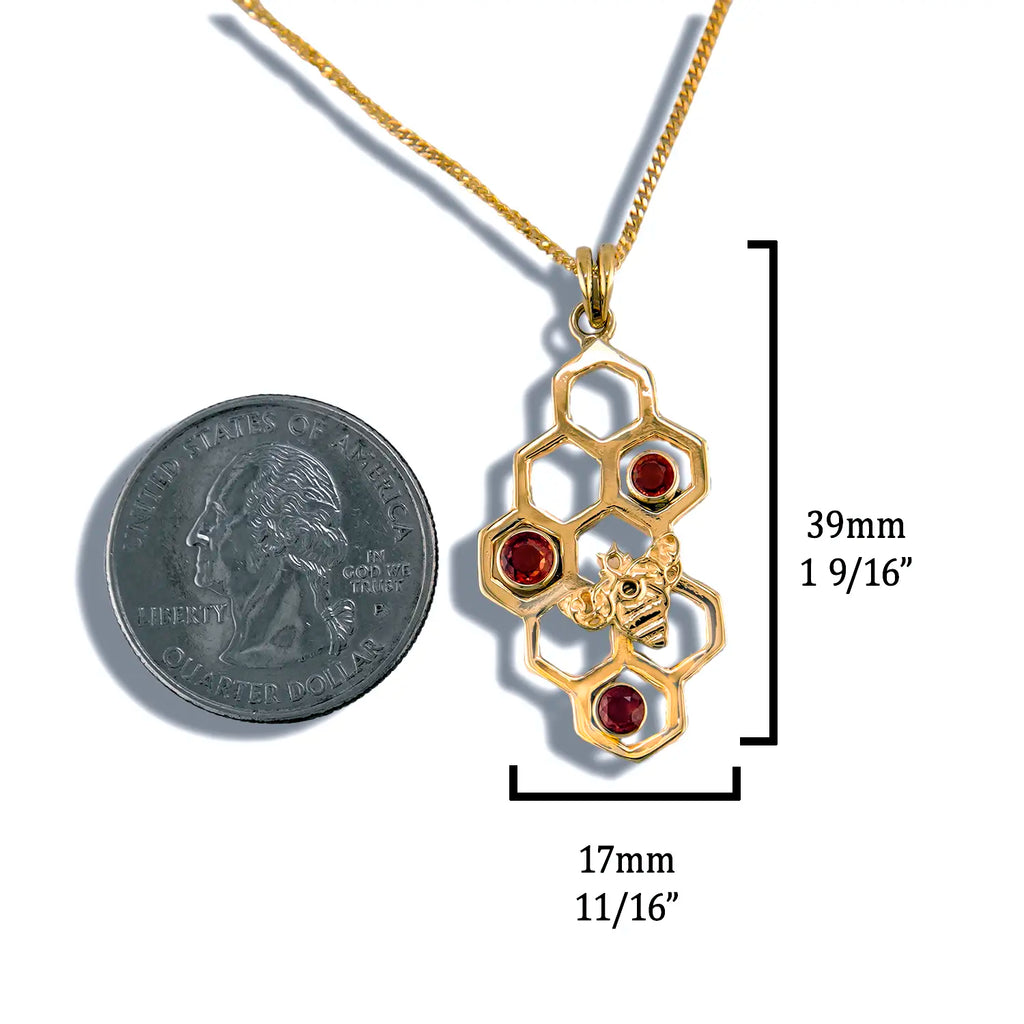 Orange Sapphire Honeycomb Pendant in Gold