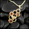 Orange Sapphire Honeycomb Pendant in Gold