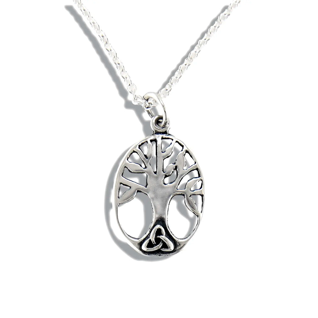 Oval Family Tree Pendant in Silver