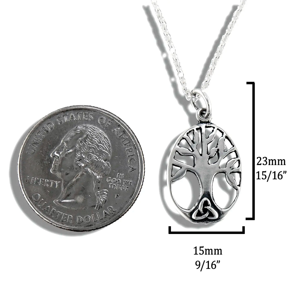 Oval Family Tree Pendant in Silver