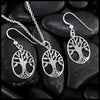 Oval Family Tree Pendant and Earring Set