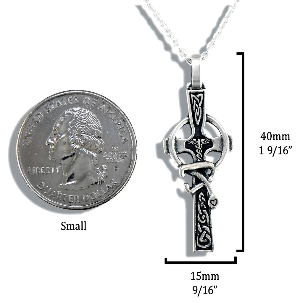 Celtic Caring Cross Pendant in Sterling Silver