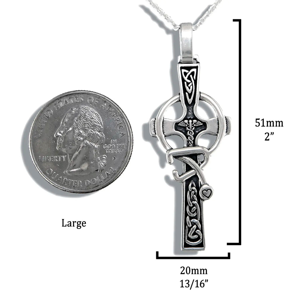 Celtic Caring Cross Pendant in Sterling Silver