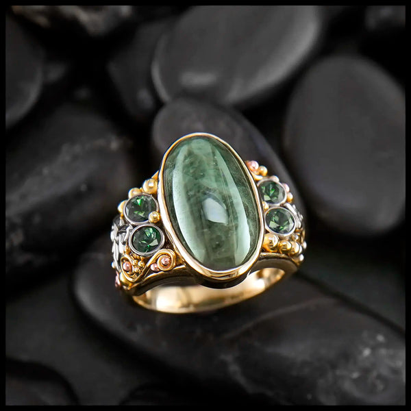 Mossy Green Sapphire Custom Frame Ring