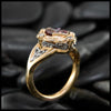 Custom Rose Zircon and Diamond Frame Ring
