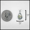 The measurements of the pendant are: 19mm or 3/4" Tall and 10mm or 3/8" Wide.