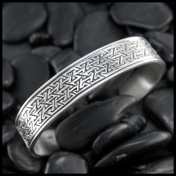 Pictish Key Pattern Cuff Bracelet in Sterling Silver