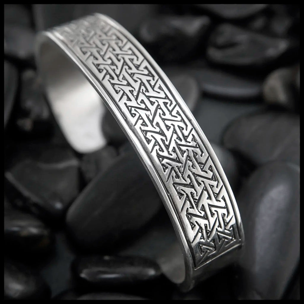 Pictish Key Pattern Cuff Bracelet in Sterling Silver