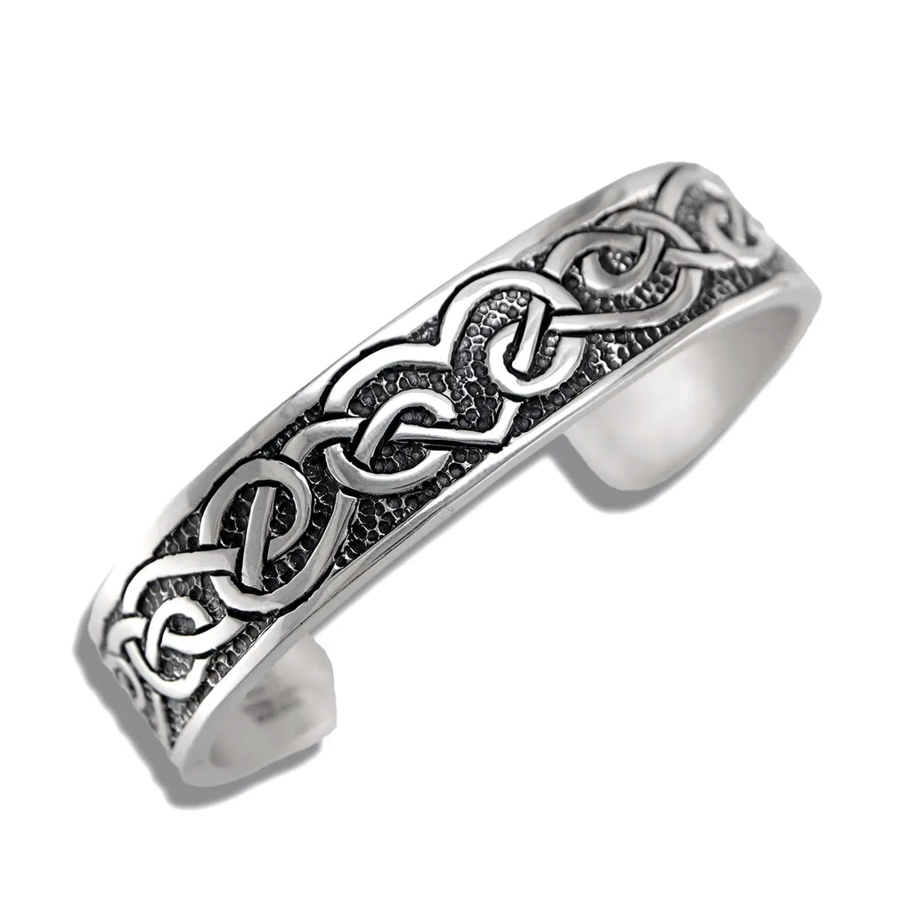 Celtic Heart Knot Cuff Bracelet in Sterling Silver