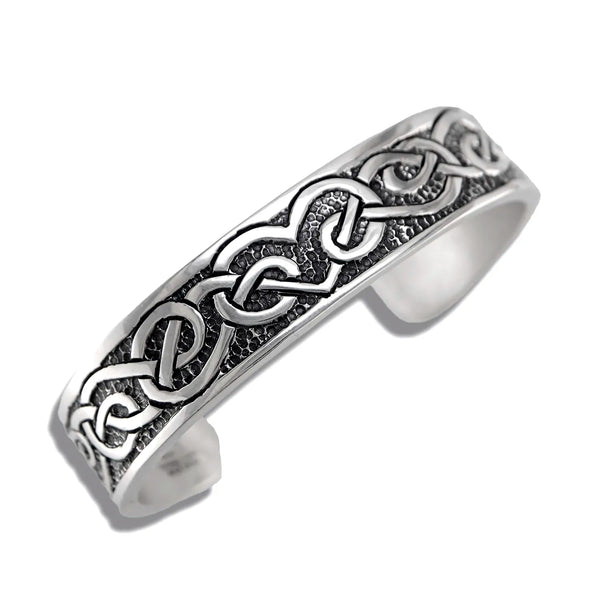 Celtic Heart Knot Cuff Bracelet in Sterling Silver