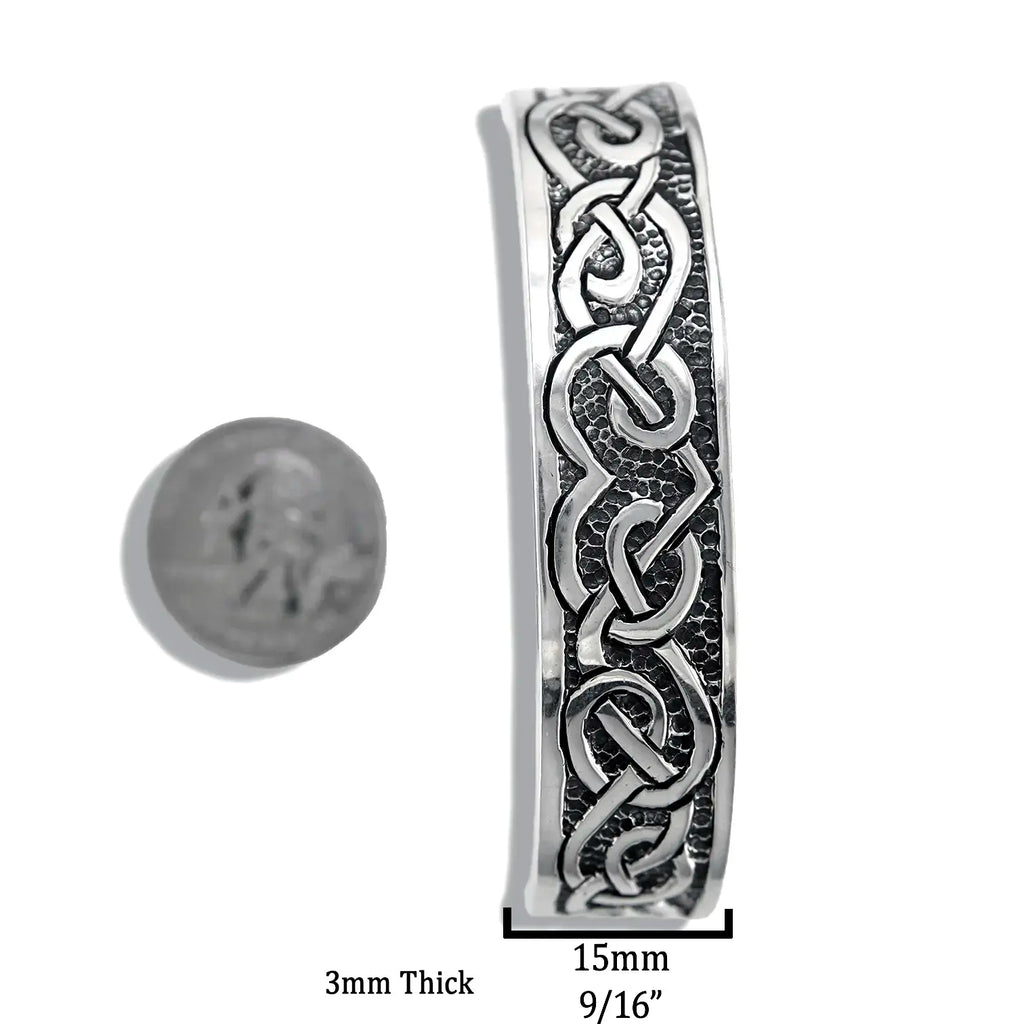 Celtic Heart Knot Cuff Bracelet in Sterling Silver