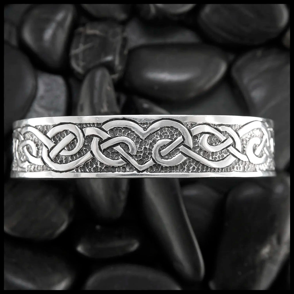 Celtic Heart Knot Cuff Bracelet in Sterling Silver