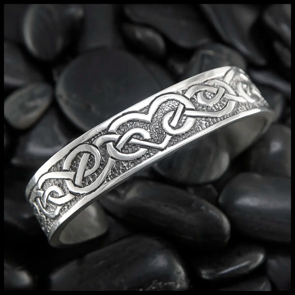 Celtic Heart Knot Cuff Bracelet in Sterling Silver