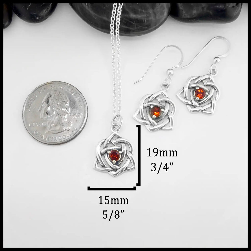 Citrine Trinity Heart Set. The measurements are: 19mm or 3/4" Tall or 15mm or 5/8" Wide.