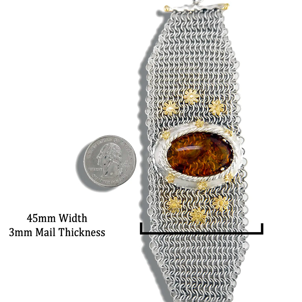 Custom Amber Chainmail Bracelet