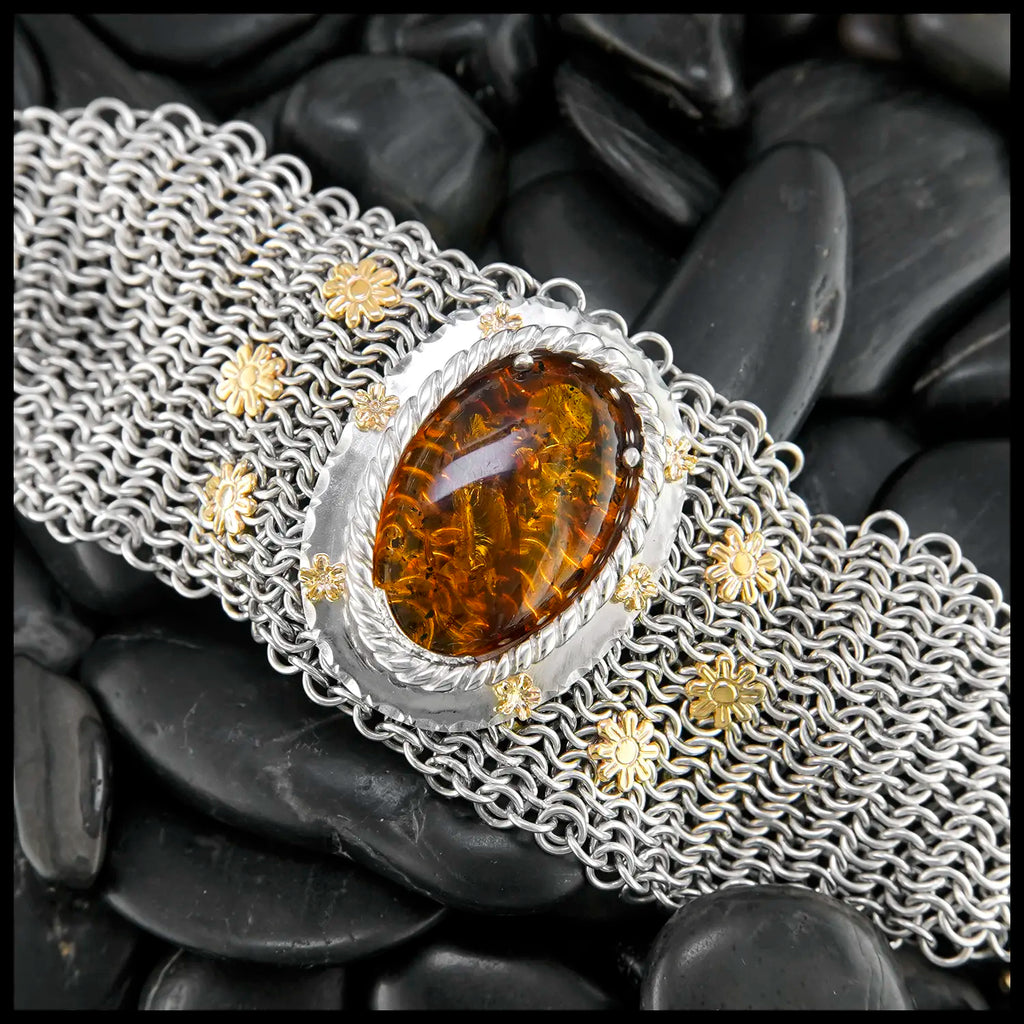 Custom Amber Chainmail Bracelet