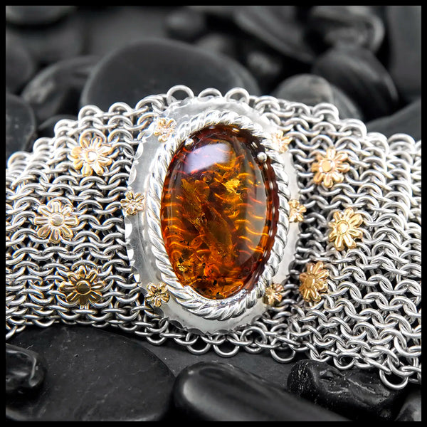 Custom Amber Chainmail Bracelet