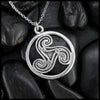 Ruth Black Triskele Pendant in Sterling Silver