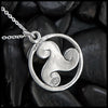Ruth Black Triskele Pendant in Sterling Silver