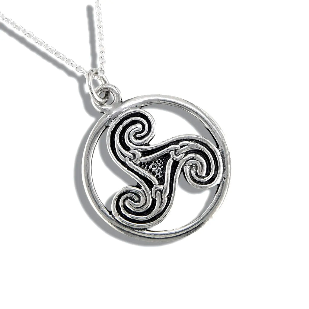 Ruth Black Triskele Pendant in Sterling Silver