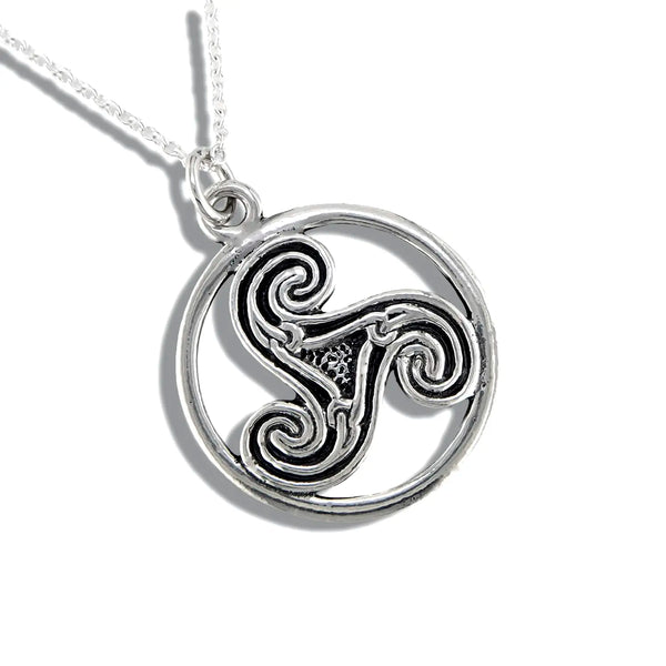 Ruth Black Triskele Pendant in Sterling Silver