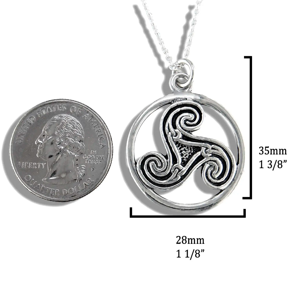 Ruth Black Triskele Pendant in Sterling Silver