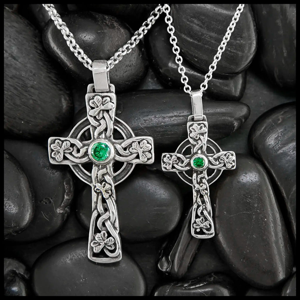 Celtic Shamrock Cross with Gemstones