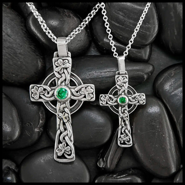 Celtic Shamrock Cross with Gemstones