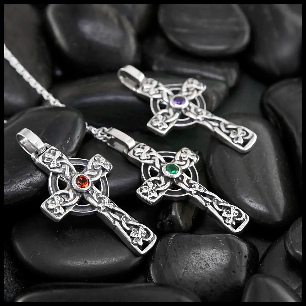 Celtic Shamrock Cross with Gemstones