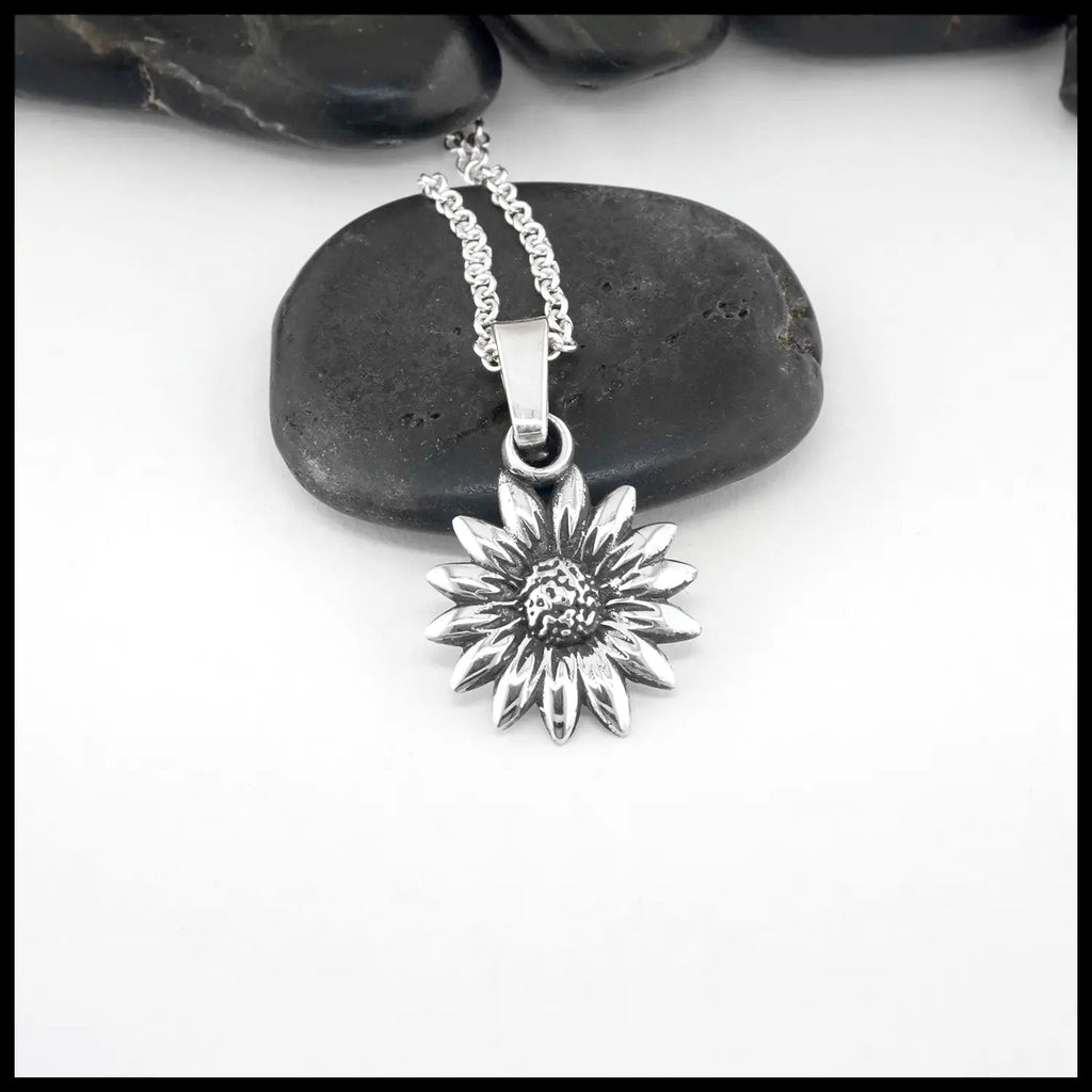 Sterling silver sunflower pendant.