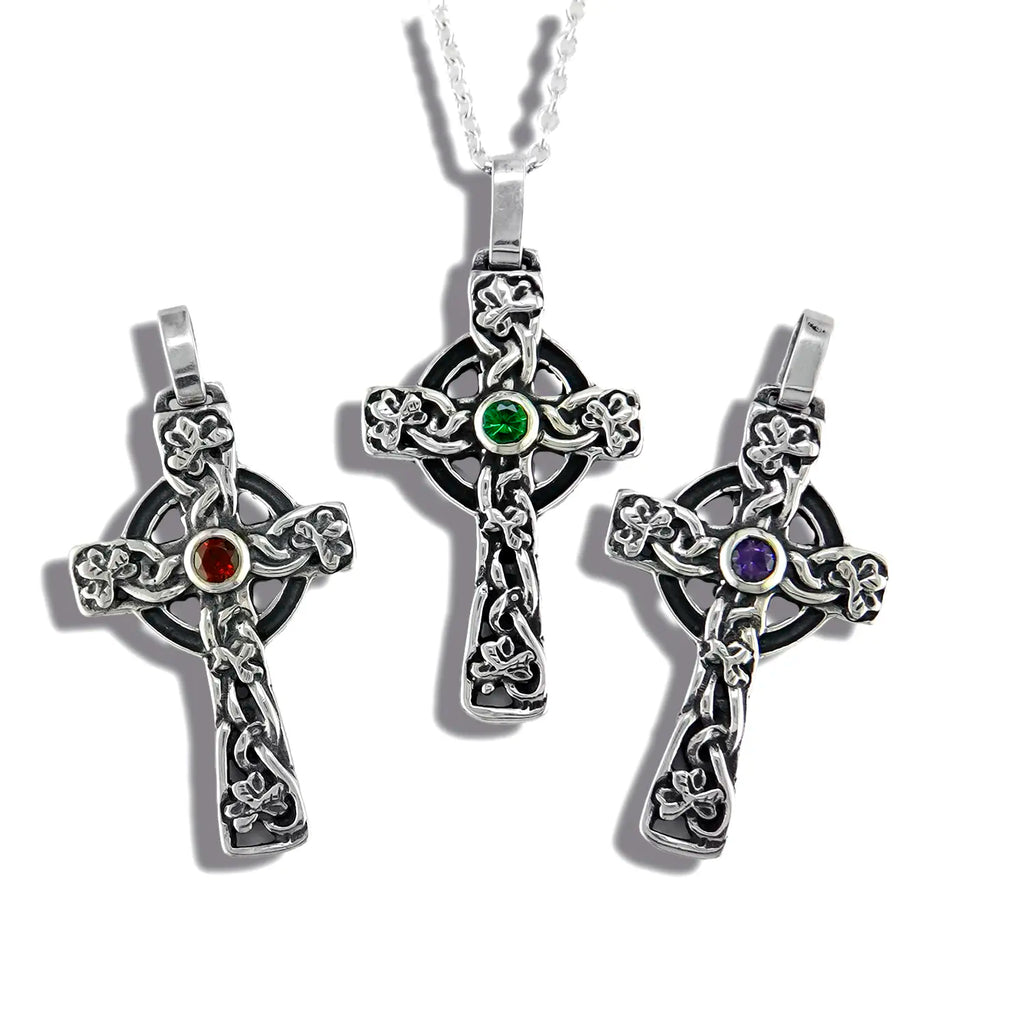 Celtic Shamrock Cross with Gemstones