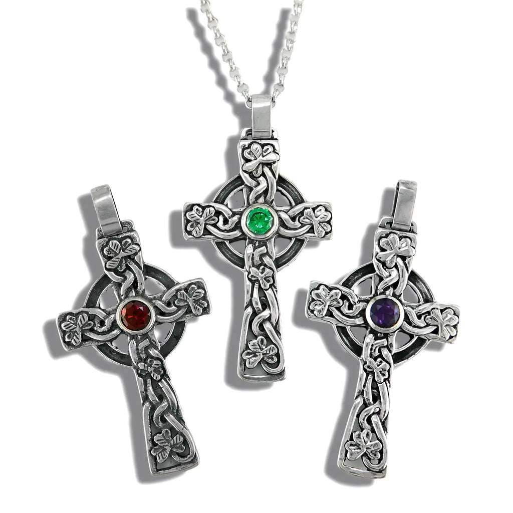Celtic Shamrock Cross with Gemstones