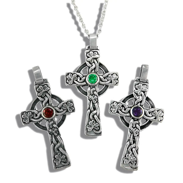 Celtic Shamrock Cross with Gemstones